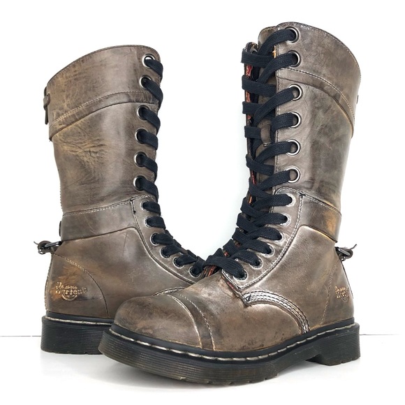 Dr. Martens Shoes - Dr Martens Triumph 1914 Brown Tall Moto Biker Combat Boots Women’s 7 Shoes